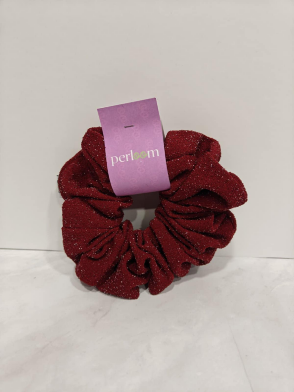 Υφασμάτινο Scrunchie Μαλλιών με Glitter – Μπορντό
