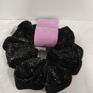 Υφασμάτινο Scrunchie Μαλλιών με Glitter – Μαύρο