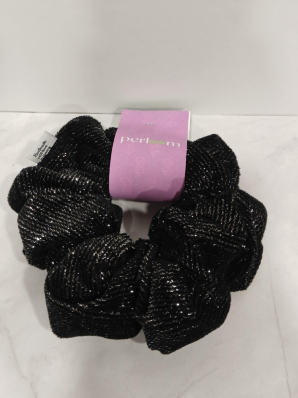 Υφασμάτινο Scrunchie Μαλλιών με Glitter – Μαύρο