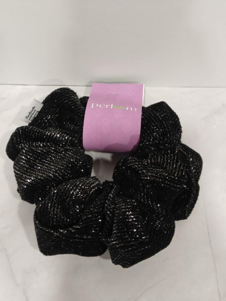 Υφασμάτινο Scrunchie Μαλλιών με Glitter – Μαύρο