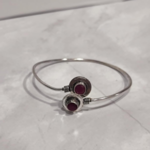 Διπλή πέτρα σε ασημί αλπακά – Open bracelet