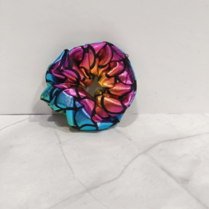 Πολύχρωμο Μικρό  Σατέν Scrunchie Μαλλιών με Σχέδιο ( mini scrunchies mermaid )