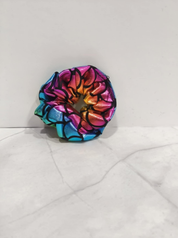 Πολύχρωμο Μικρό  Σατέν Scrunchie Μαλλιών με Σχέδιο ( mini scrunchies mermaid )