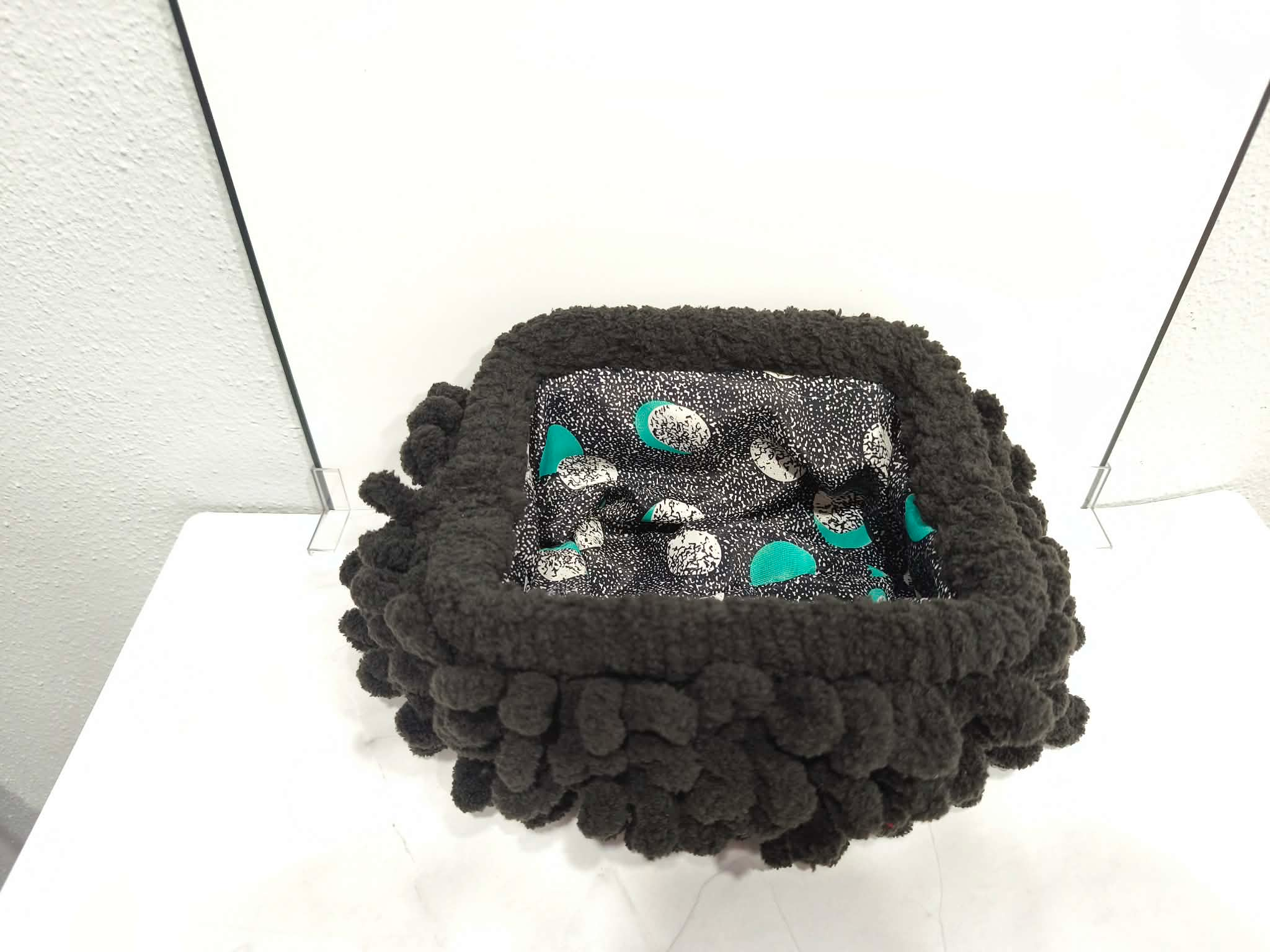 Χειροποίητη Πλεκτή Τσάντα Clutch με Φόδρα – Μαύρη - Image 2