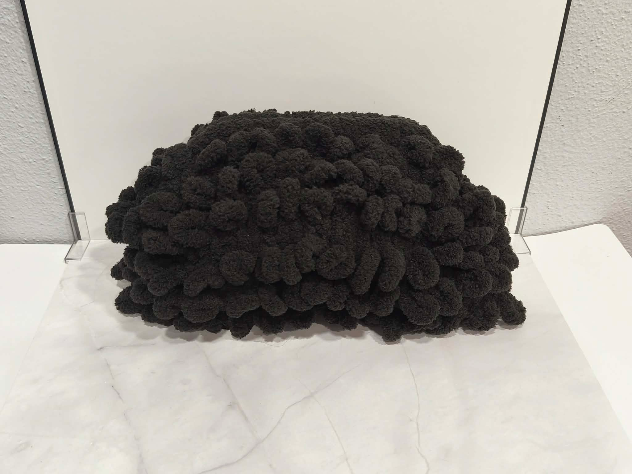 Χειροποίητη Πλεκτή Τσάντα Clutch με Φόδρα – Μαύρη - Image 3