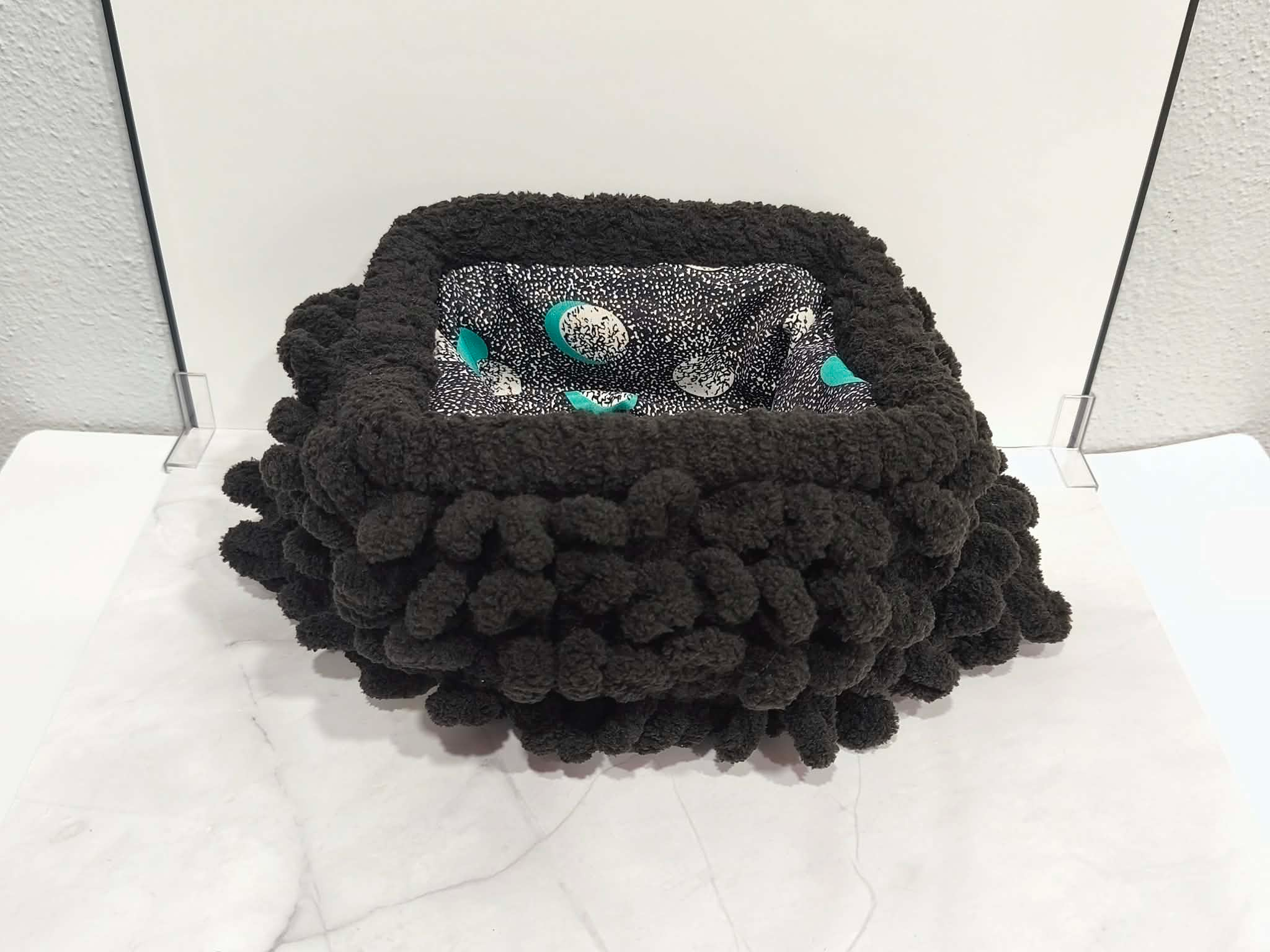Χειροποίητη Πλεκτή Τσάντα Clutch με Φόδρα – Μαύρη - Image 4